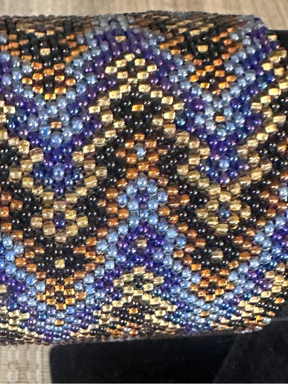 Vintage Tulum Beaded Wide Cuff Bracelet Boho Artisan Glass Beads